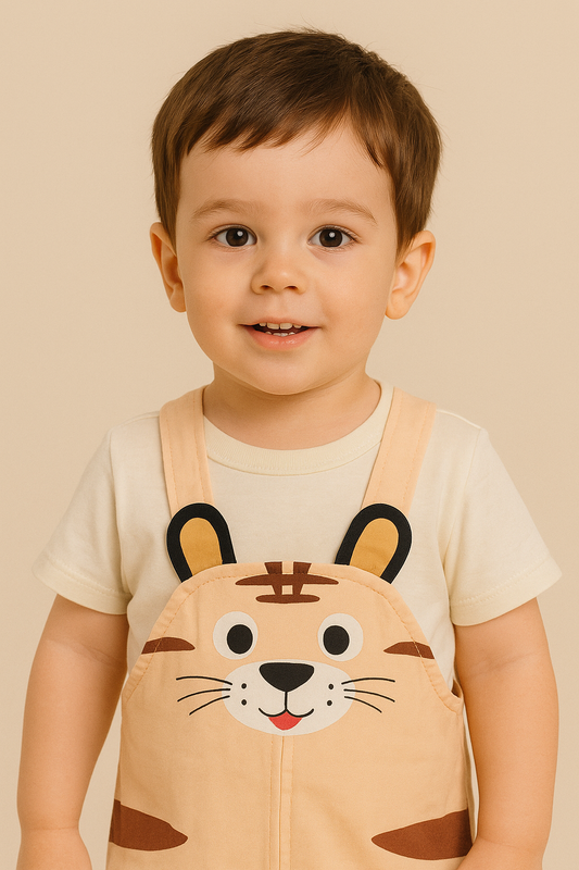 Adorable Baby Pink Lion Print Romper with White T-Shirt