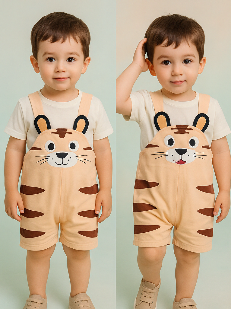 Adorable Baby Pink Lion Print Romper with White T-Shirt